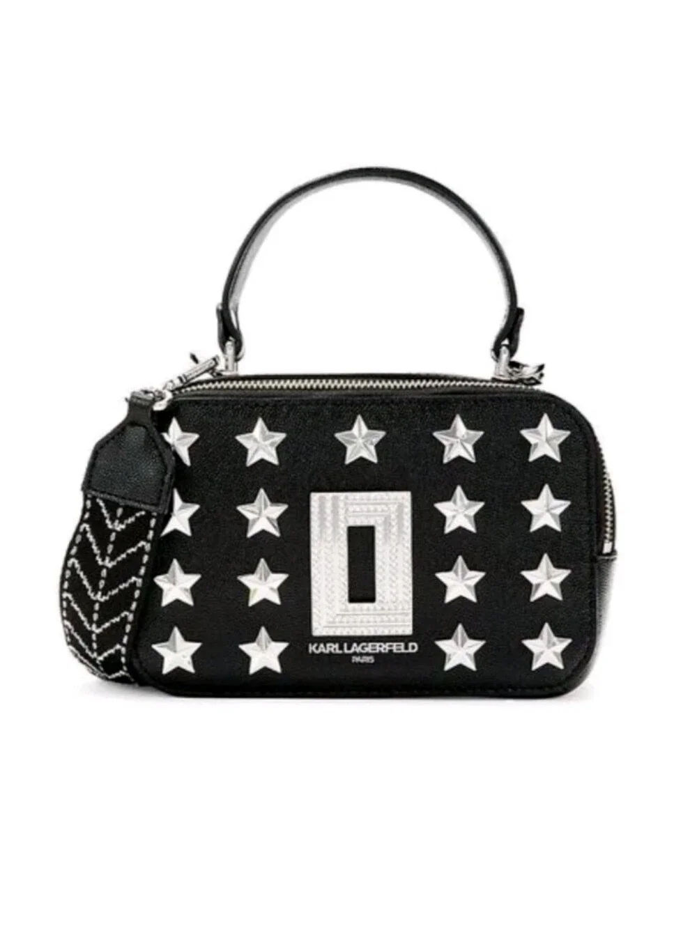 Karl Lagerfeld Paris Simone Star Studded Crossbody Bag Black